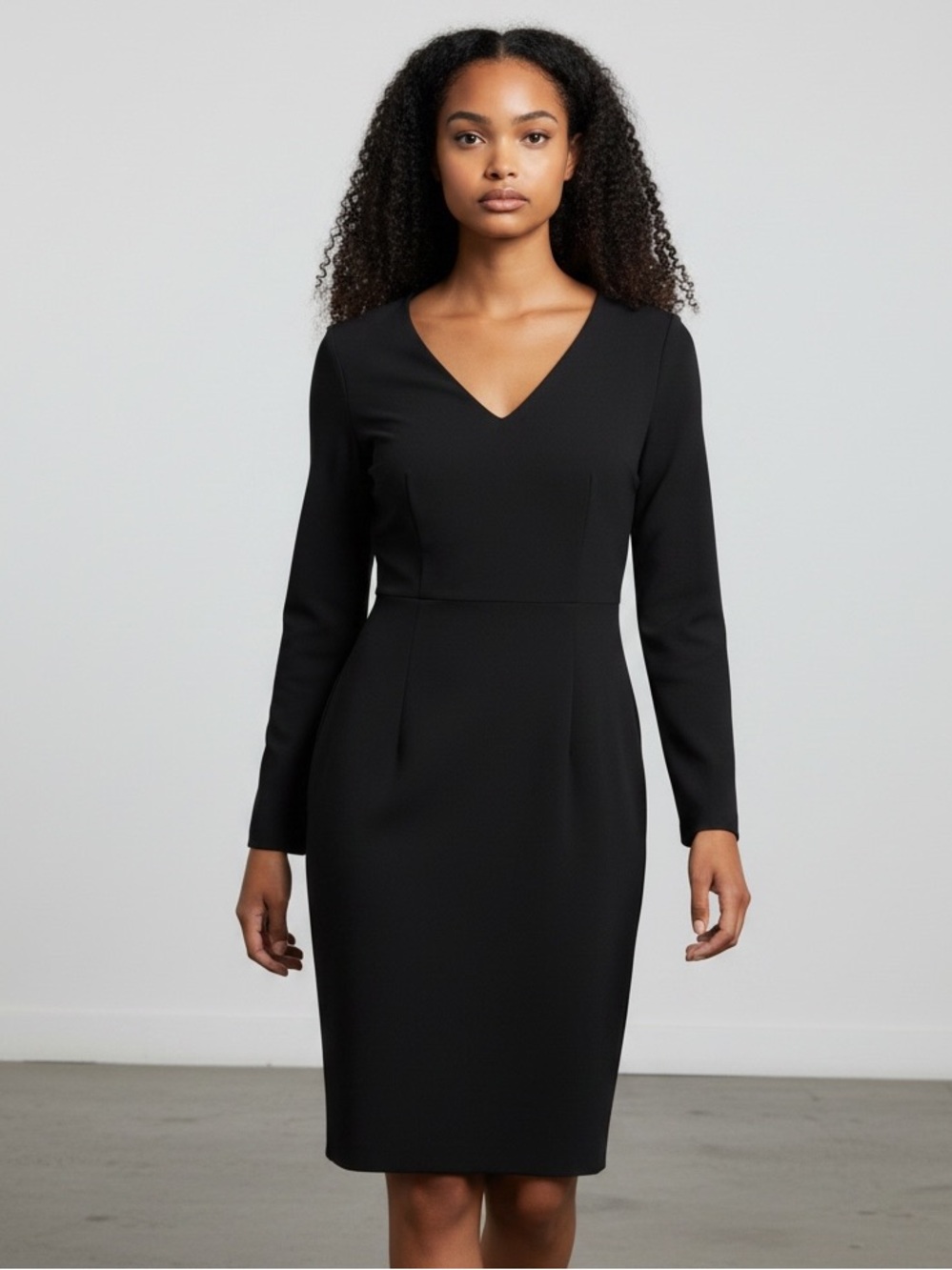 0068. NEW Banana Republic Black Long-Sleeve Sheath Dress